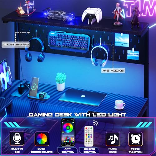 43 Inch L Shaped Computer Desk with Power Outlets U75320