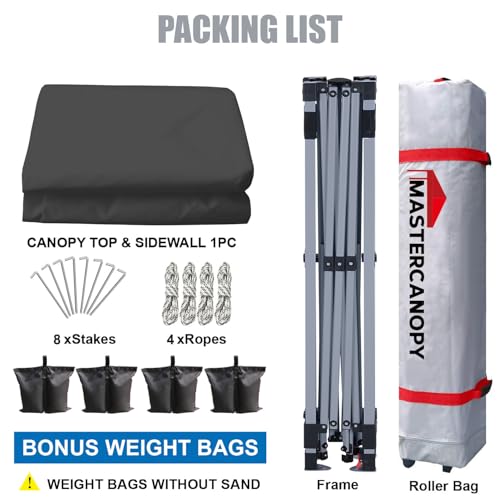 Durable Pop-up Canopy Tent with 1 Sidewall 10'x10' White M39843