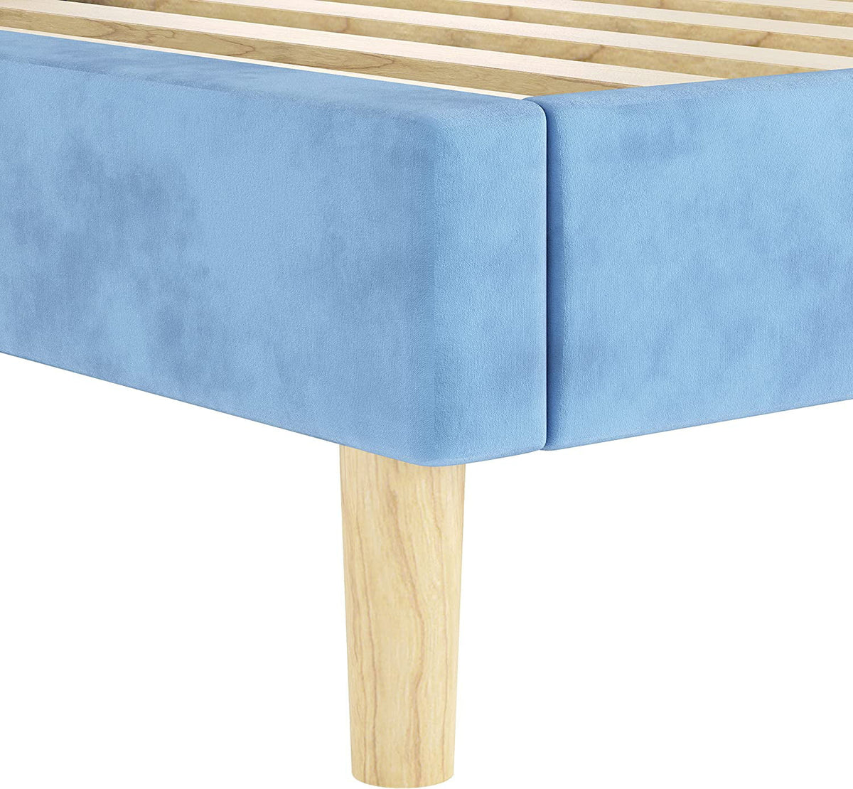Light Blue Velvet Upholstered Twin Platform Bed Frame T605085