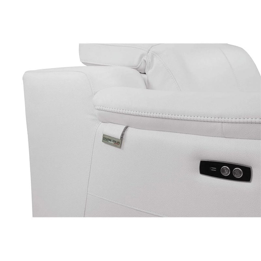 White Italian Leather Power Reclining Loveseat L4892