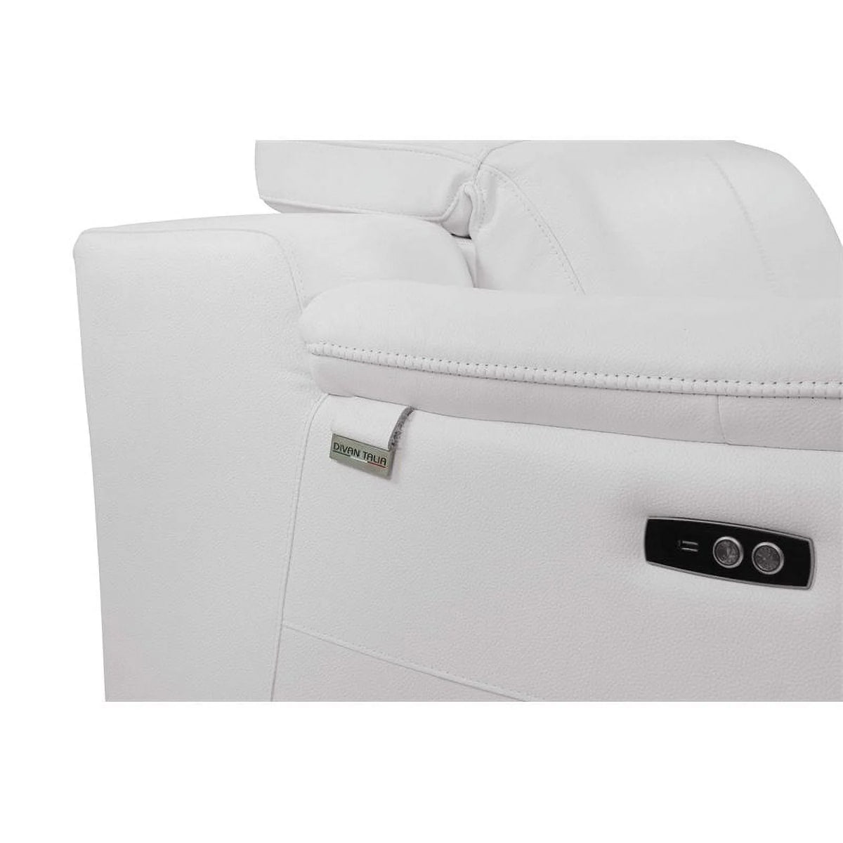 White Italian Leather Power Reclining Loveseat L4892