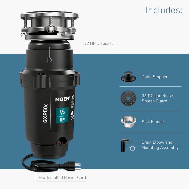 1/2 HP Continuous Feed Garbage Disposal with Power Cord (2-Pack) A8365