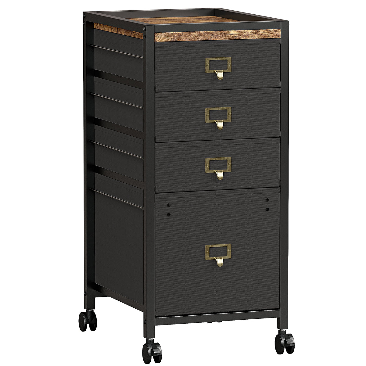 Black 4 Drawer Mobile File Cabinet P879