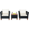 3-Piece Wicker Patio Furniture Set with Cushions & Coffee Table L4038