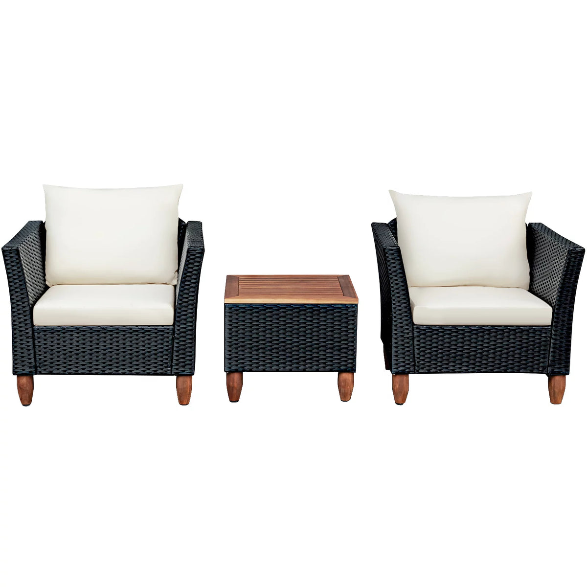 3-Piece Wicker Patio Furniture Set with Cushions & Coffee Table L4038