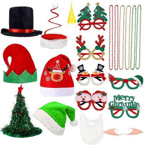 21 Pcs Christmas Photo Booth Props Kit S3812
