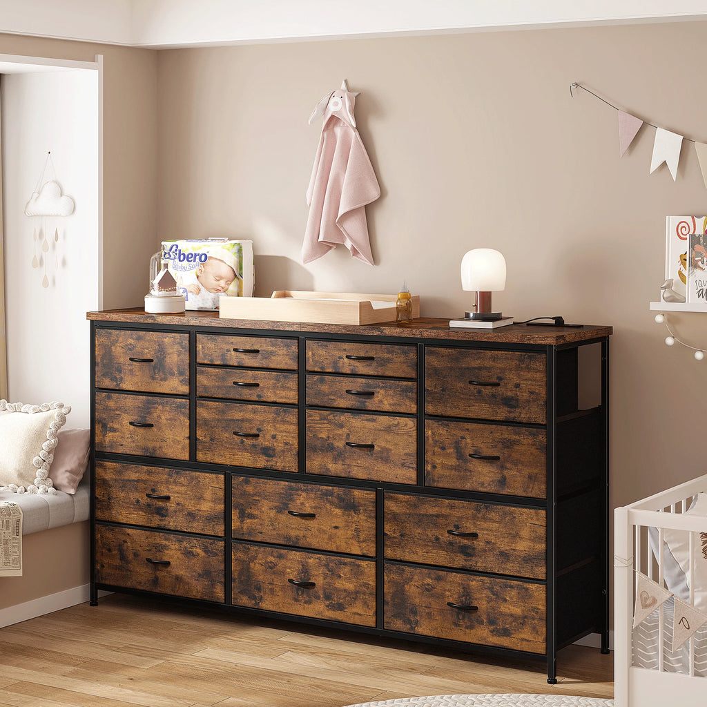 White 16 Drawer Dresser with Power Outlet I273823