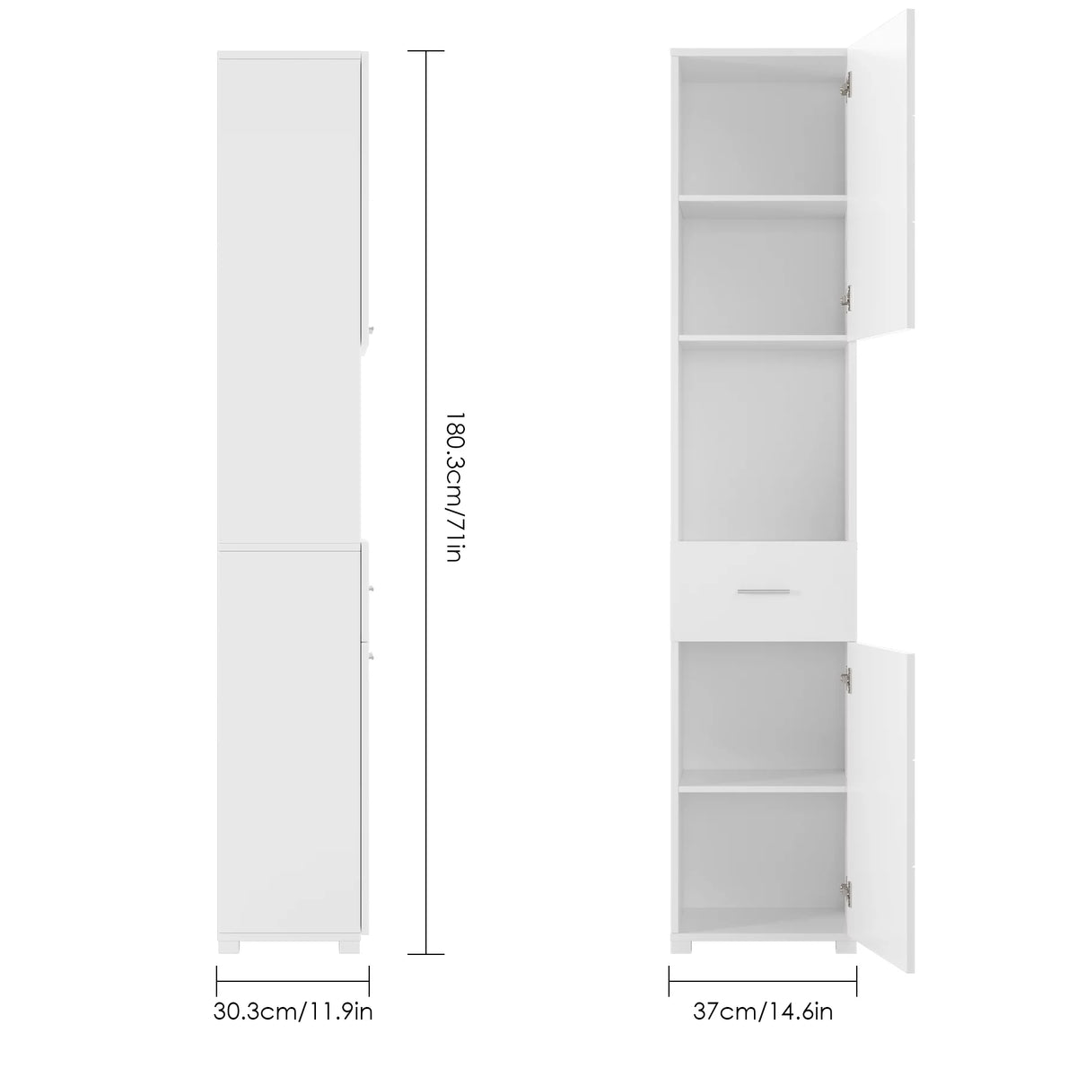 White Wood Cabinet with Doors and Shelves A774035