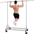Heavy Duty Metal Clothes Rack with Wheels & Shelves B2765
