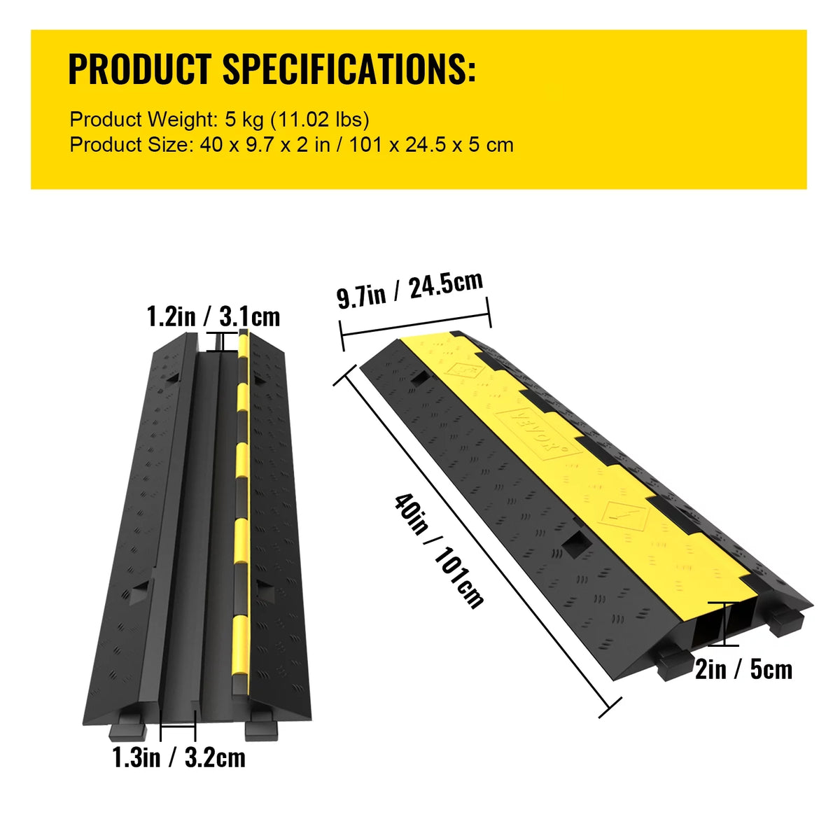 2 Channel 2 Pack Rubber Cable Protector Ramp Y575337