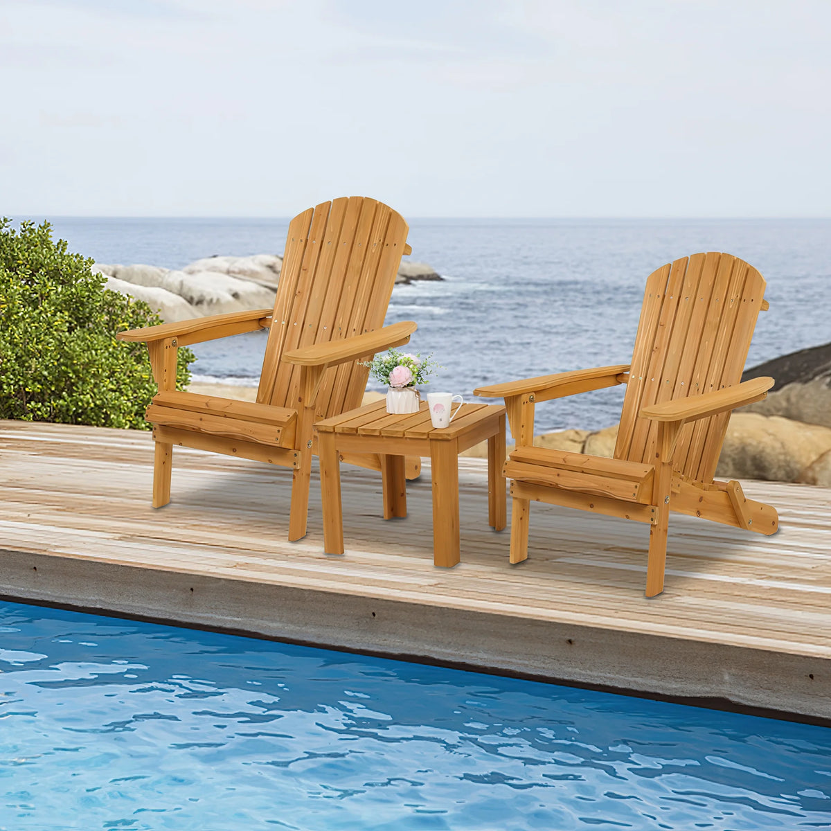 Wooden Patio Side Table J579