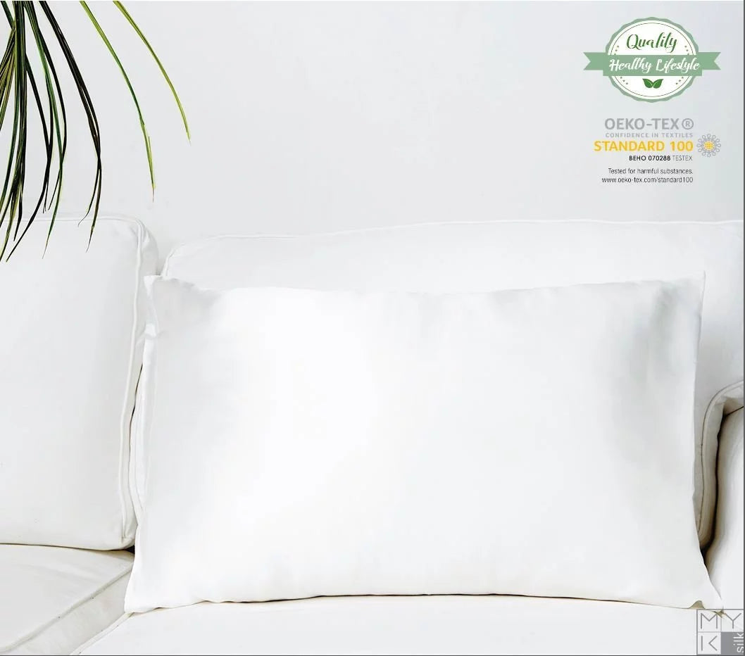 100% Pure Natural Mulberry Silk Pillowcase, 19 Momme Standard Size, Pearl White, 1pc A1028