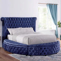 Blue Velvet-Like Fabric Queen Bed R865953