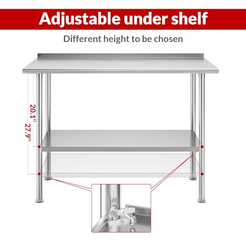 Stainless Steel 24 * 48 Inch Prep Table with Undershelf and Backsplash X115
