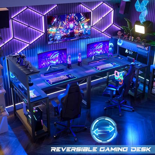 43 Inch L Shaped Computer Desk with Power Outlets U75320