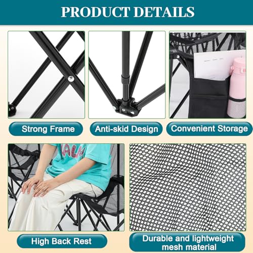 Portable 6 Seater Folding Sports Bench with Mesh Seat and Back D107
