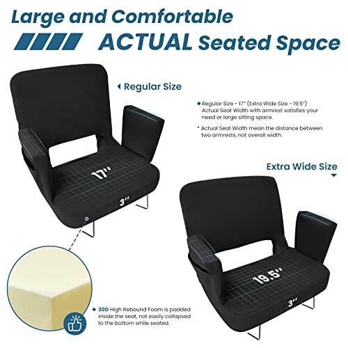 Black Extra Wide Stadium Seat with Back Support A23545