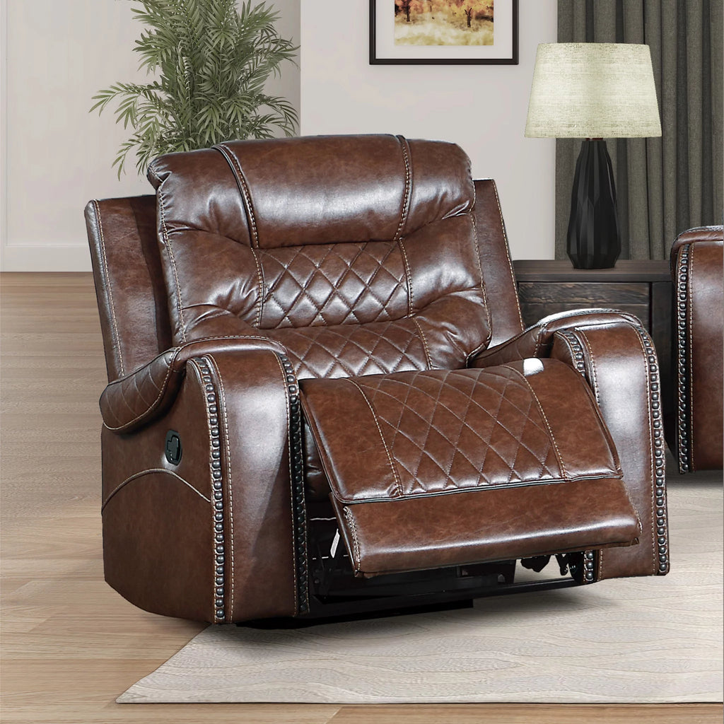 Brown Microfiber Swivel Glider Recliner R77515