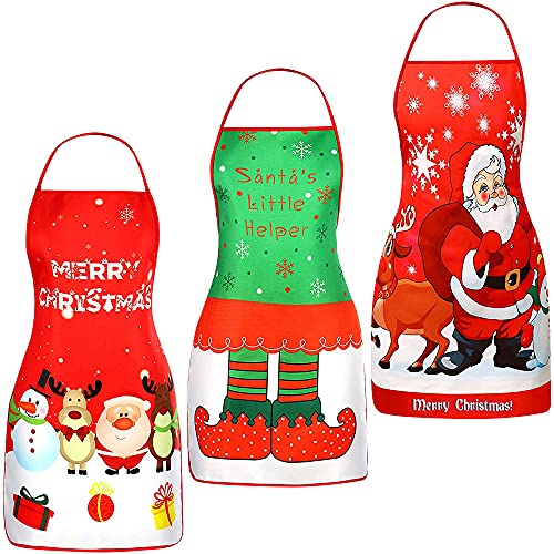 Christmas Apron, 3PCS Adjustable Kitchen Cooking Aprons C59043