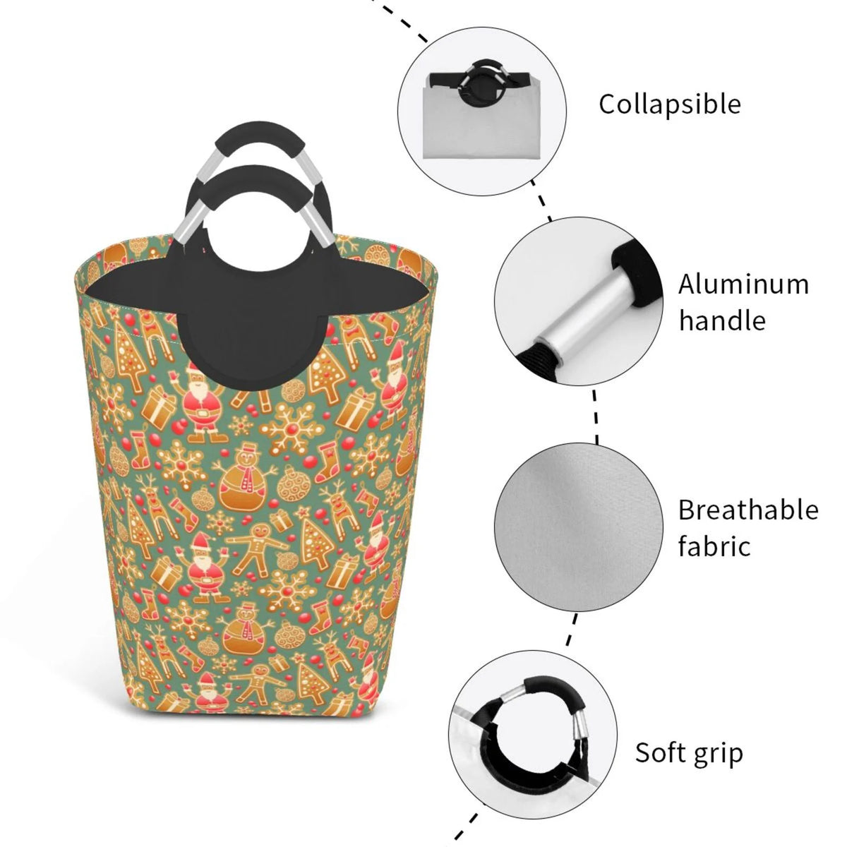 Large Collapsible Laundry Hamper with Aluminum Handle, 50L Y925