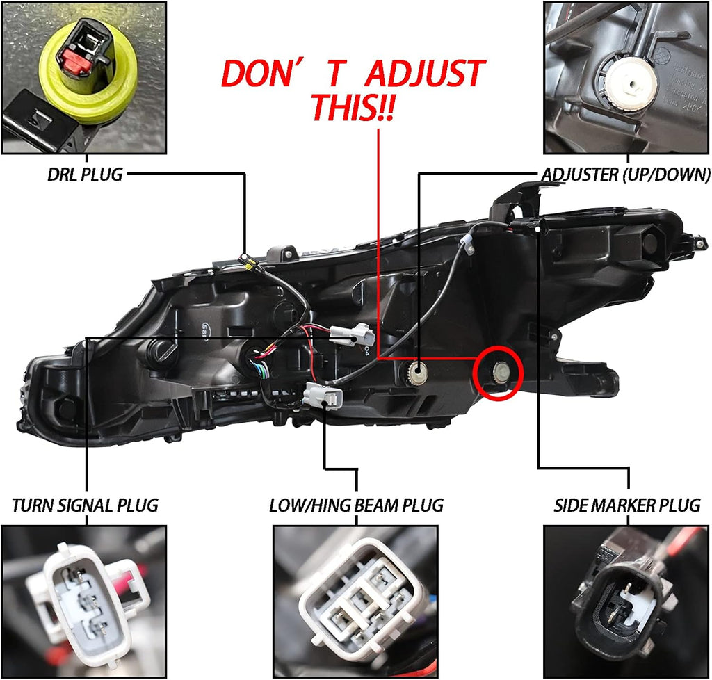 Headlights Assembly with Sequential Turn Signal Black Bezel Left+Right Pair Y5094