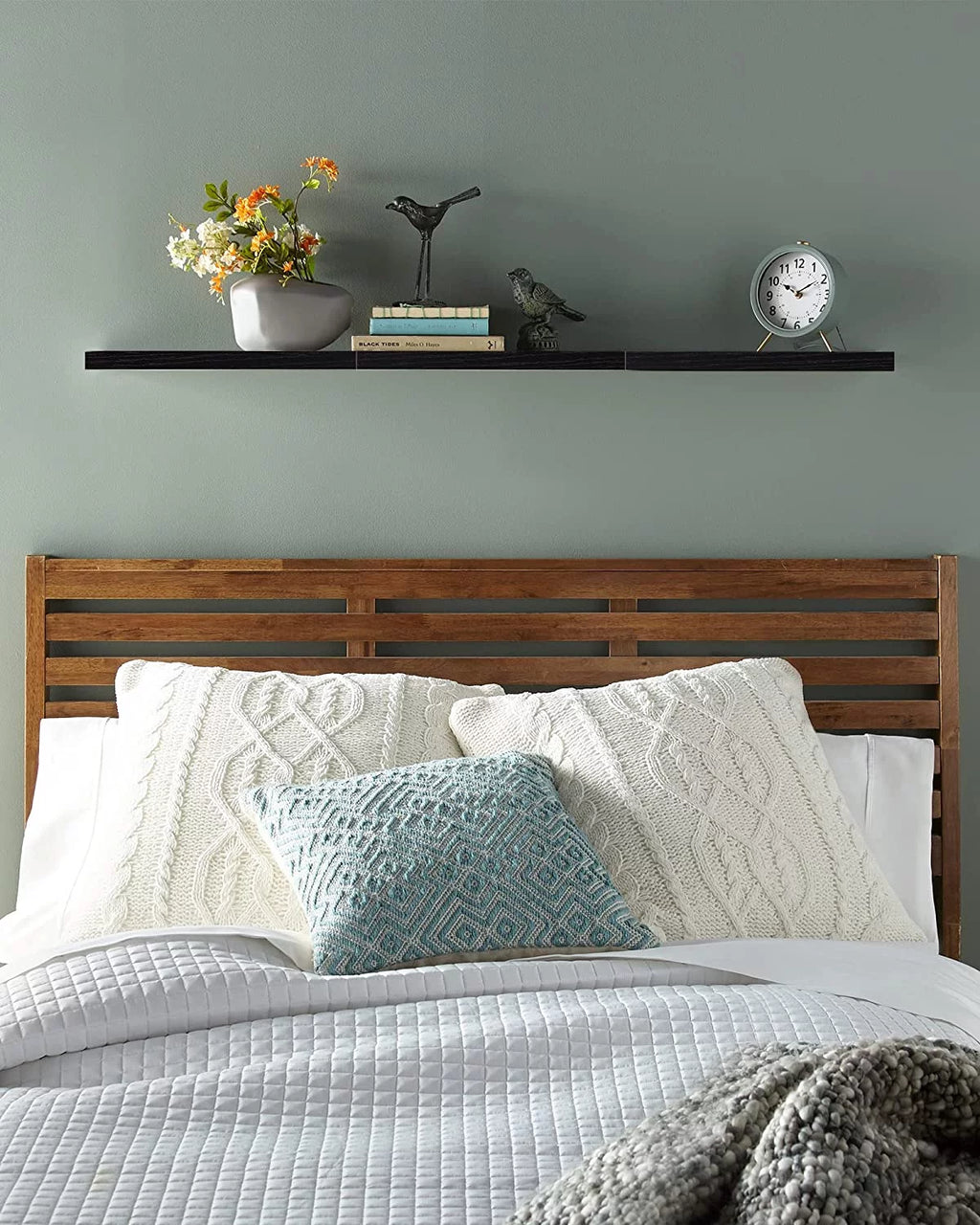 16 inch Black Wood Floating Shelves Set of 3 A41966
