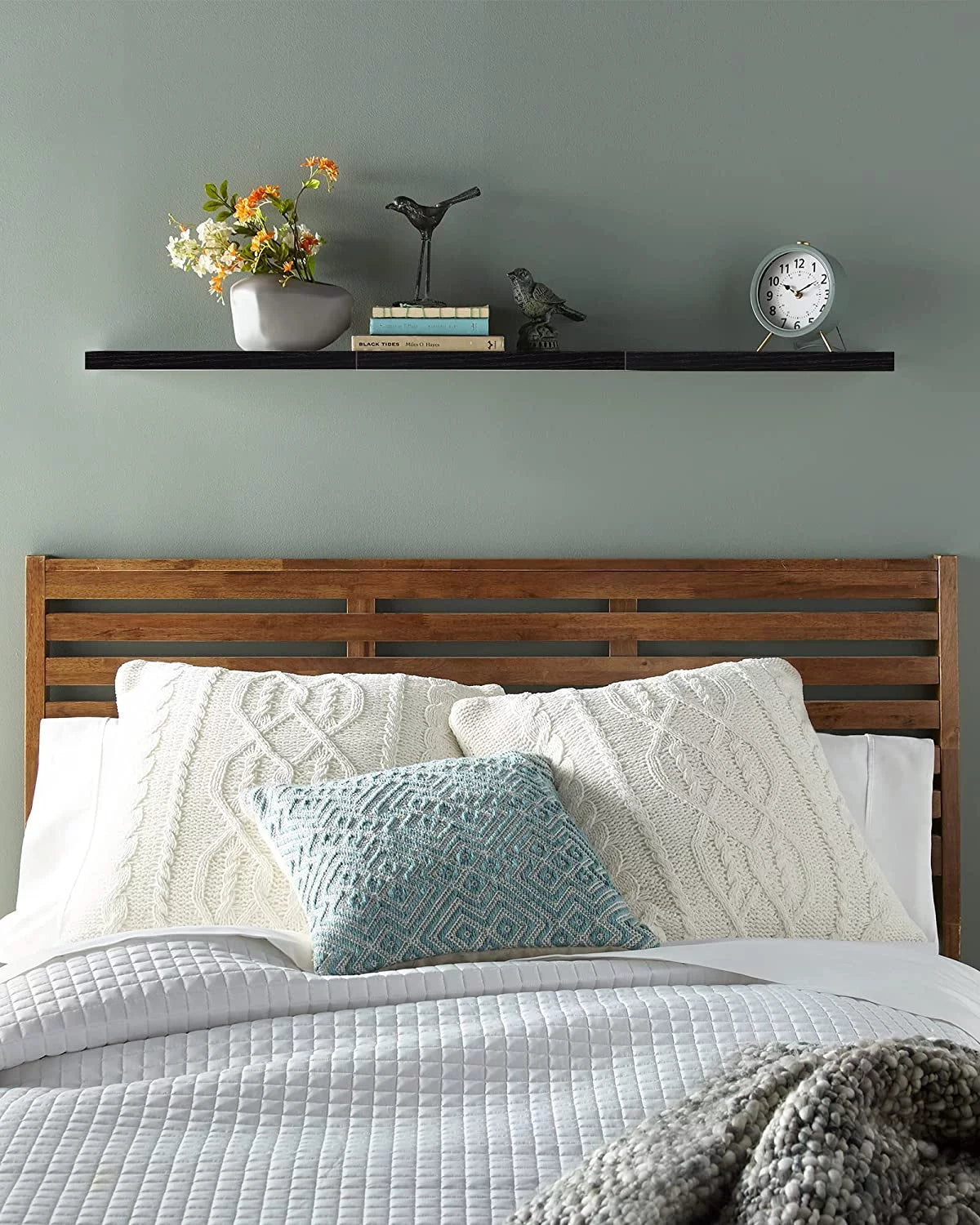16 inch Black Wood Floating Shelves Set of 3 A41966