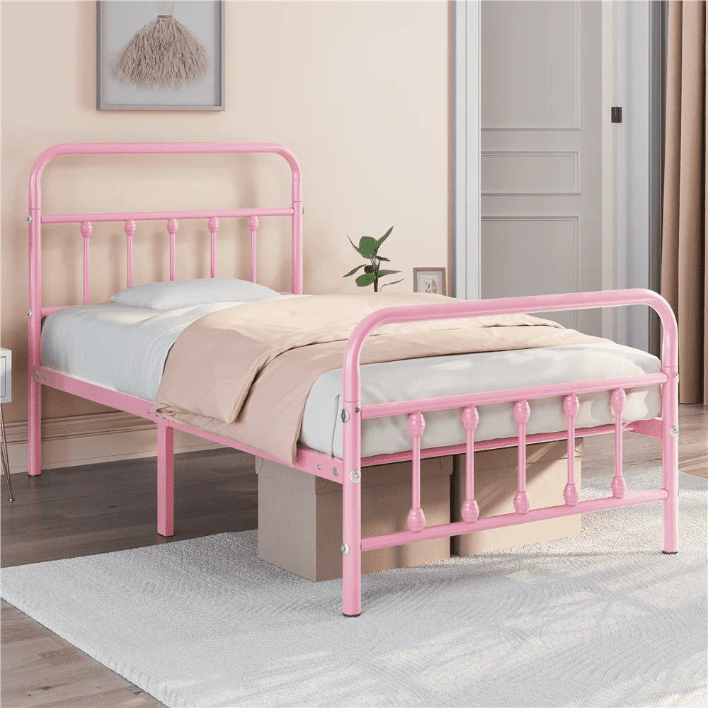 Metal Platform Queen Bed with High Headboard, Black N733183