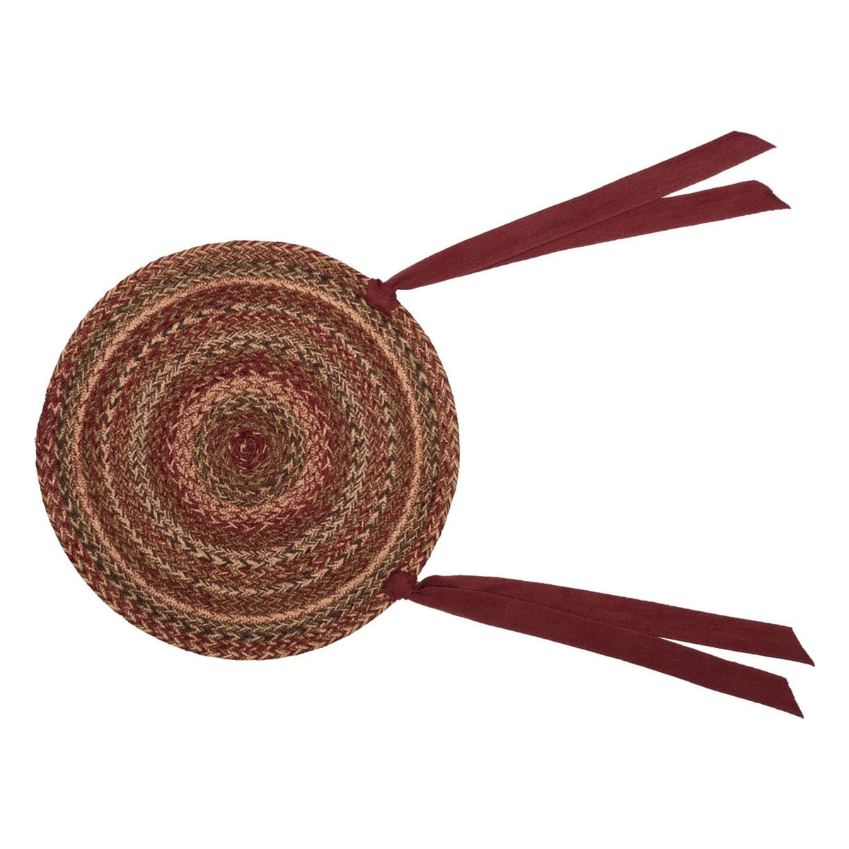 Red Striped Round Jute Chair Pad Set of 6 K2360