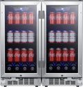 30 Inch Wide 160 Can Built-In Side by Side Beverage Cooler with Blue LED Lighting J37536