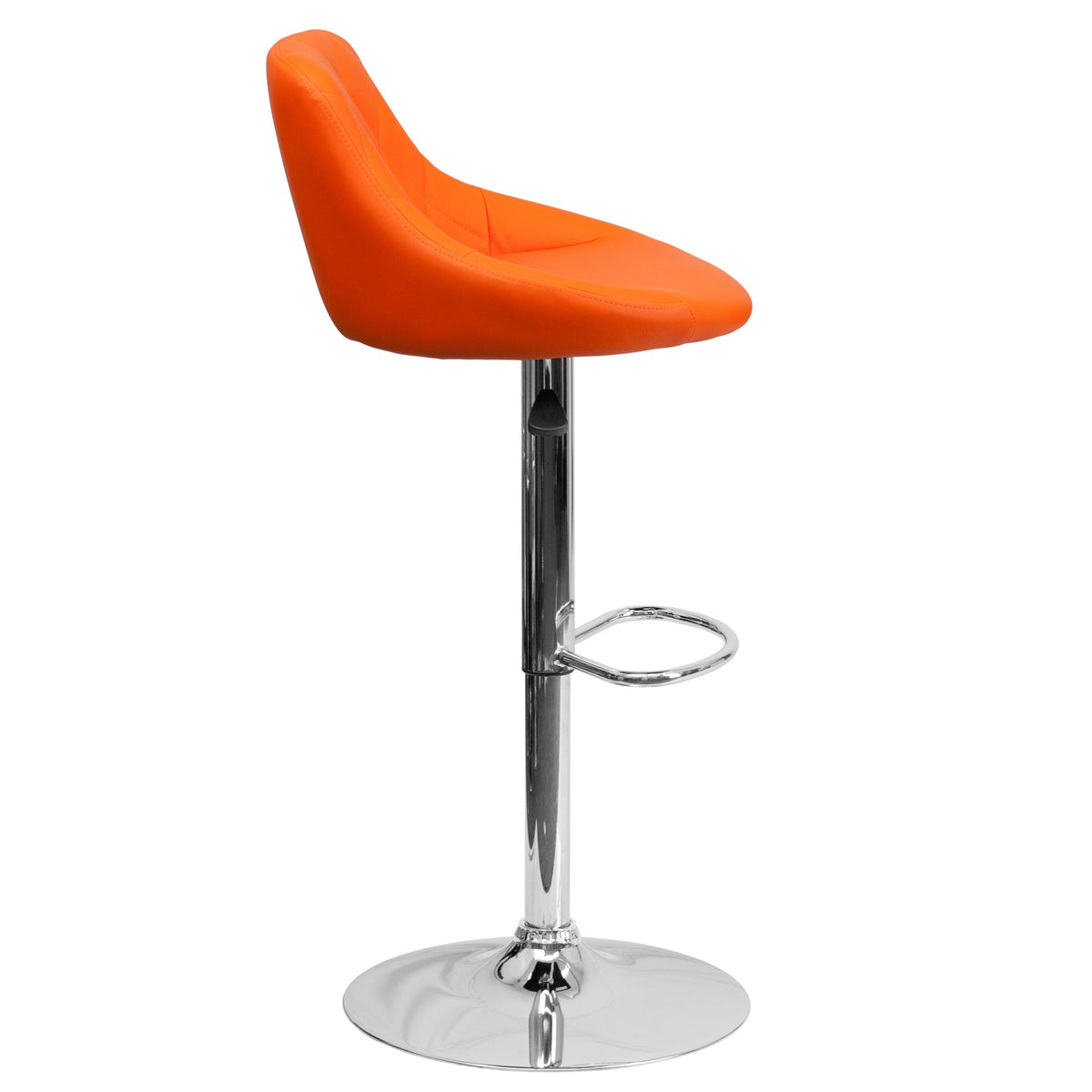 Orange Adjustable Height Vinyl Barstool with Chrome Base V1841