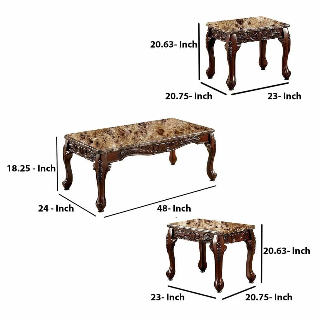 3 Piece Dark Oak Table Set F50606
