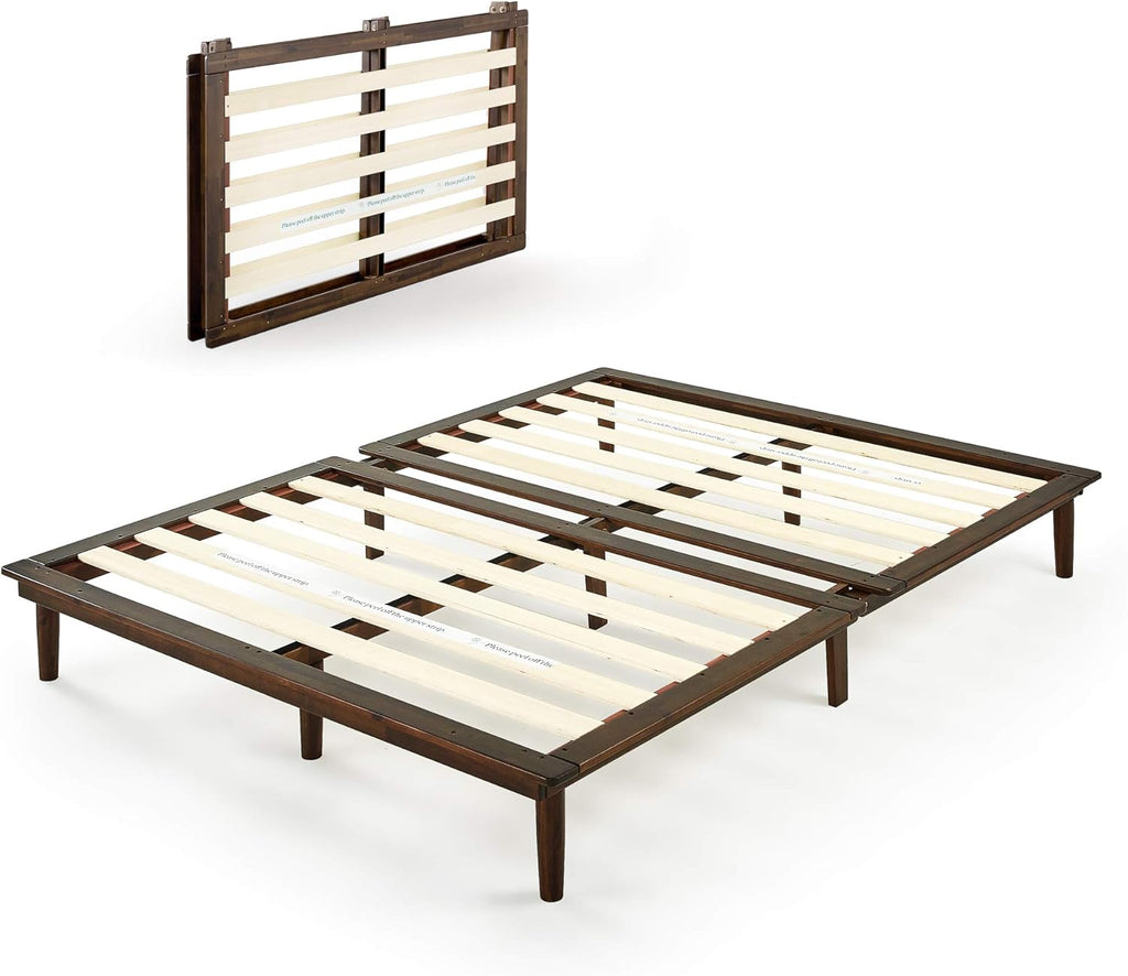 10 Inch Wood Platform Bed Frame with Wood Slat Support J9721
