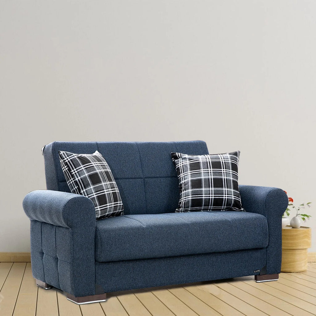 Navy Blue Fabric Loveseat E774759