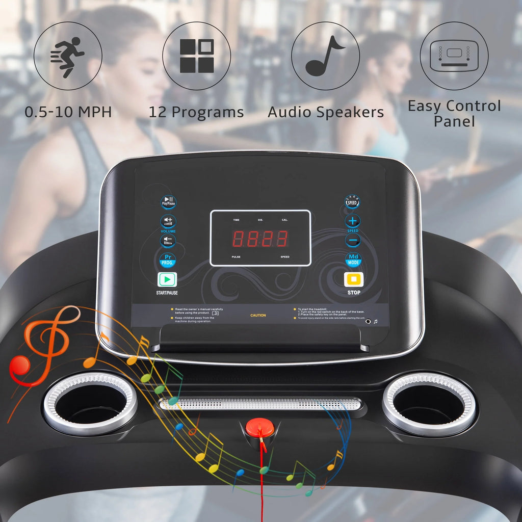 2.5HP Folding Electric Treadmill with Inclines, Black D6607