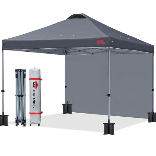 Durable Pop-up Canopy Tent with 1 Sidewall 10'x10' White M39843