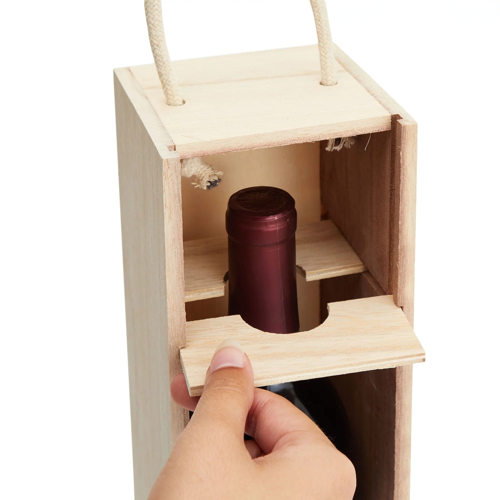 2 Pack Unfinished Wooden Wine Boxes with Handles R5733