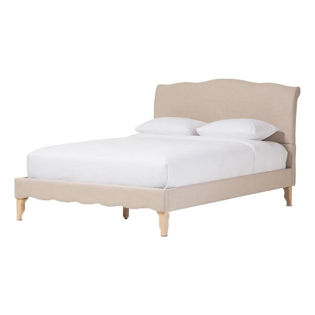 Beige Queen Platform Bed E193
