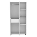 White 2-Door Armoire with Drawer and 4 Open Shelves A72395