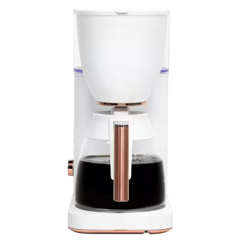 Matte White 10 Cup Drip Coffee Maker with Glass Carafe D104