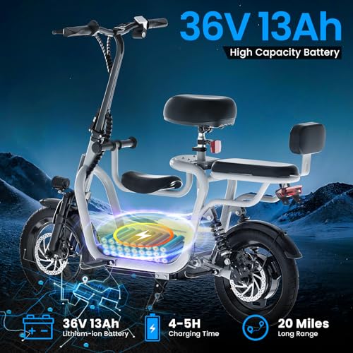 Electric Scooter with Seat, 500W Motor, 20 Mile Range, 14" Pneumatic Tires I376