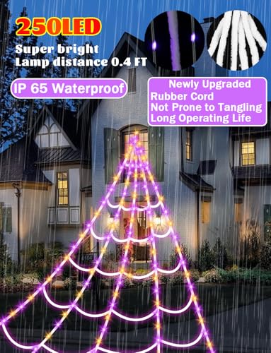 250 LEDs Outdoor Halloween Decor Lights with 4Ft Light-up Spider U715389