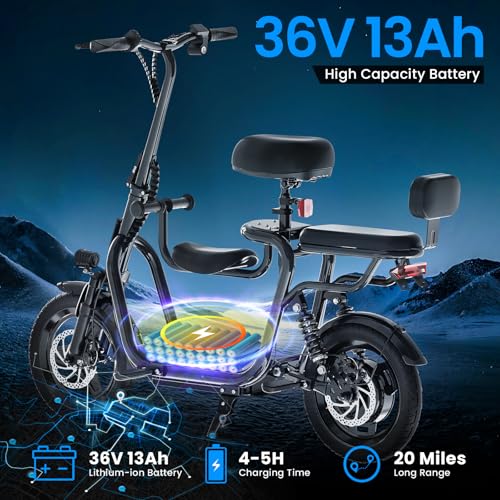 Electric Scooter with Seat, 500W Motor, 20 Mile Range, 14" Pneumatic Tires I376