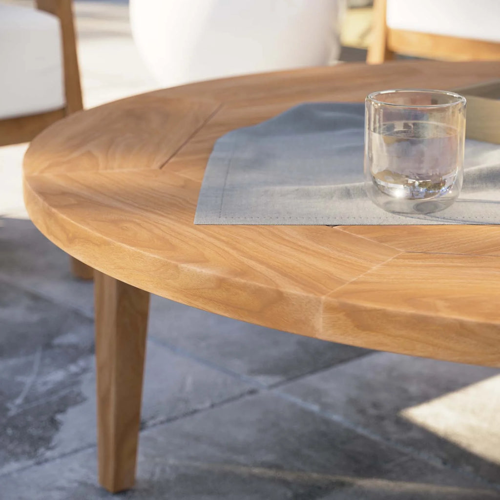 Round Teak Wood Coffee Table J103441