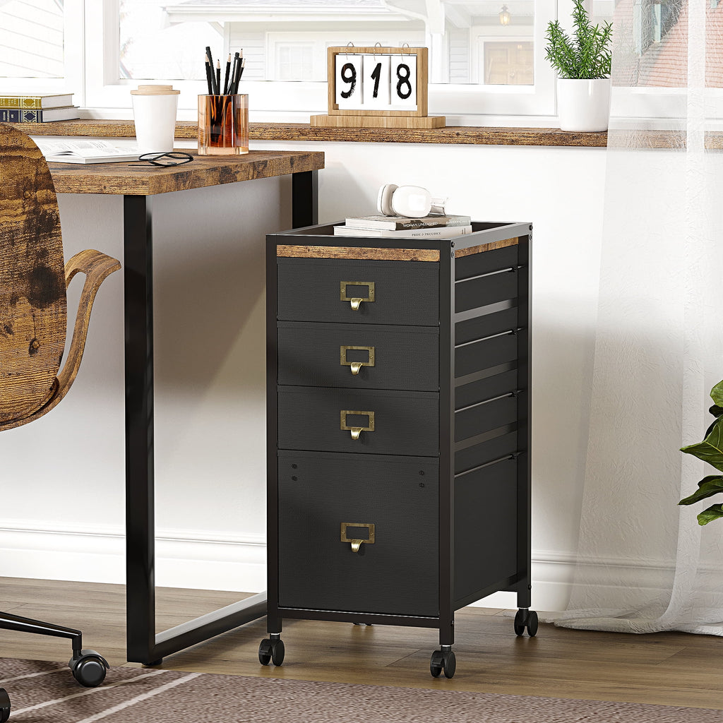Black 4 Drawer Mobile File Cabinet P879