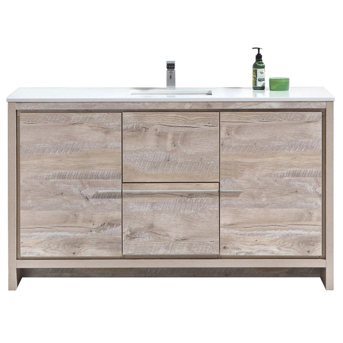 60 in. Modern Bathroom Vanity with White Quartz Counter Top W520