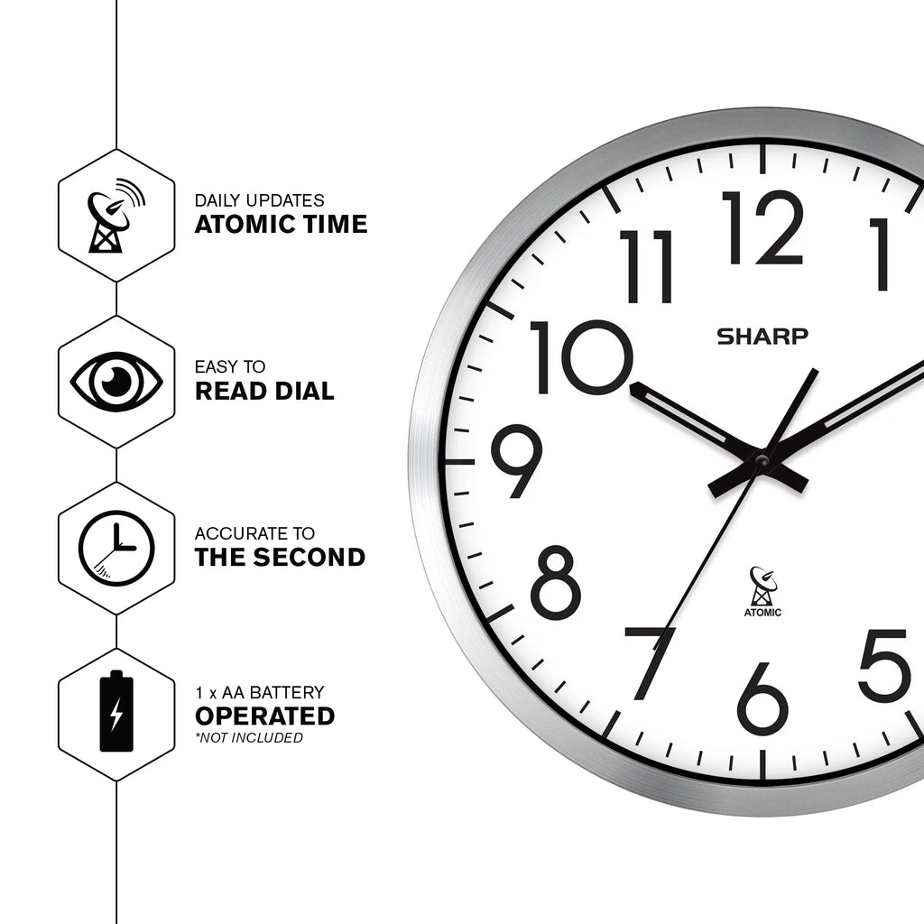 Silver Brushed Finish 12" Wall Clock A696576