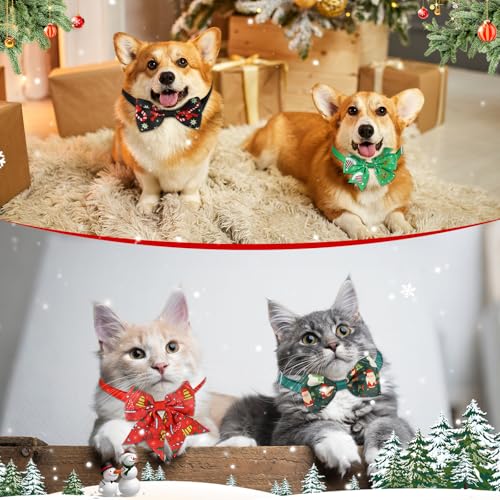 240 Pcs Christmas Dog Bow Ties Collars Set I87635