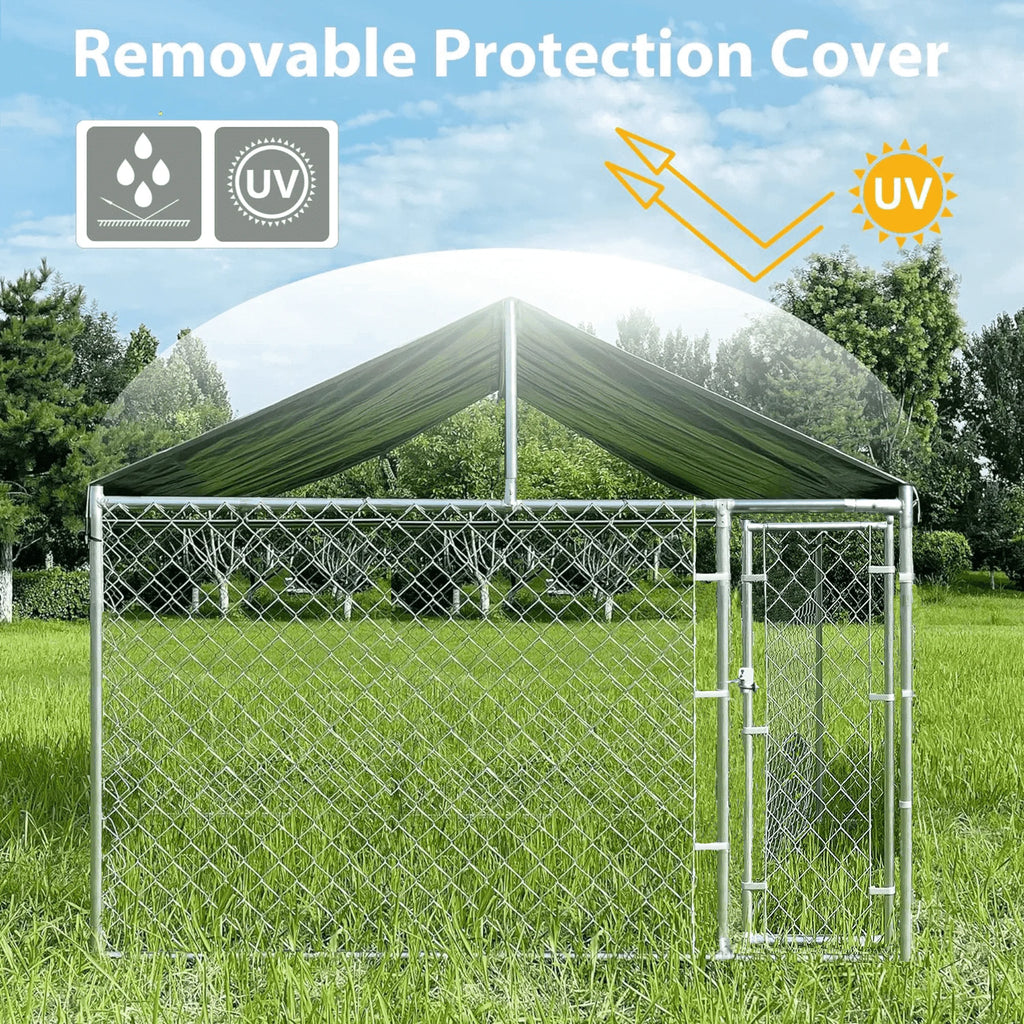 Large Outdoor Dog Kennel with Waterproof Cover and Lock U8587