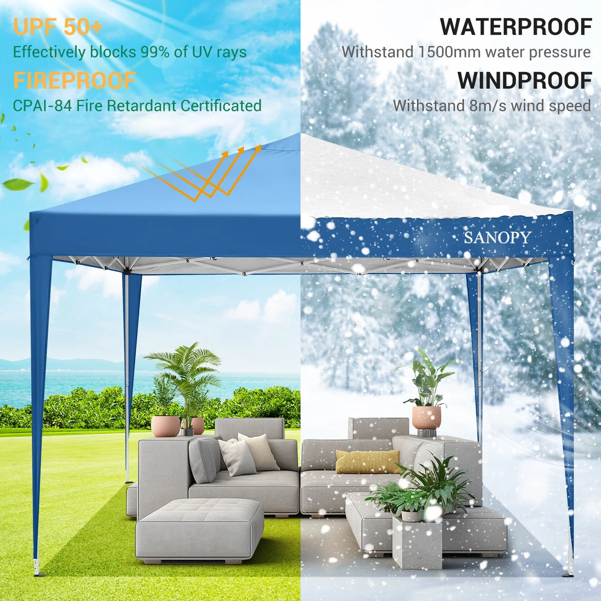 10'x10' Waterproof Pop Up Canopy Tent with 4 Removable Sidewalls & Carrying Bag O388